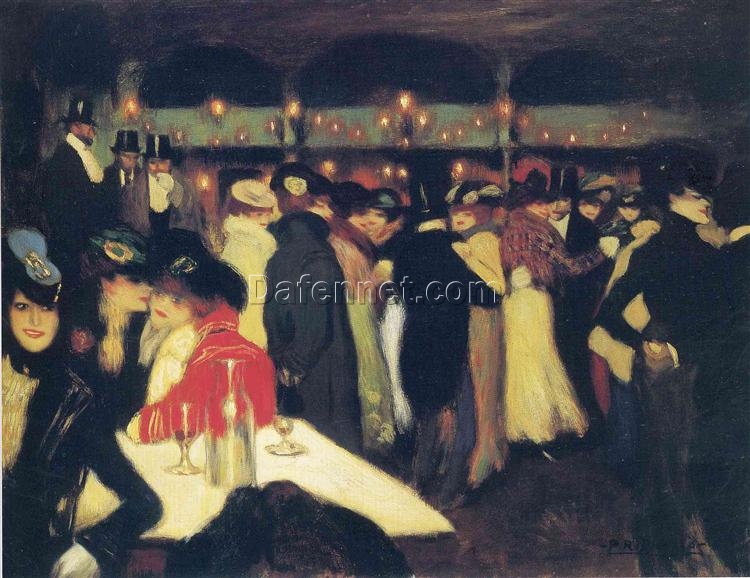 Inspired by Picasso: Moulin de la Galette – 1900 Post-Impressionist Oil on Canvas Genre Painting