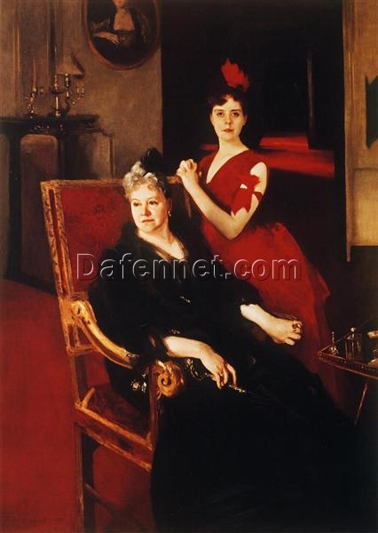 John Singer Sargent ‘Mrs. Edward Burckhardt and her Daughter Louise’ Realism Portrait – Fine Art Reproduction on Canvas