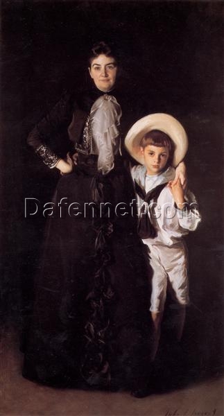 John Singer Sargent ‘Mrs. Edward L. Davis and Her Son Livingston’ Realism Portrait – Fine Art Reproduction on Canvas