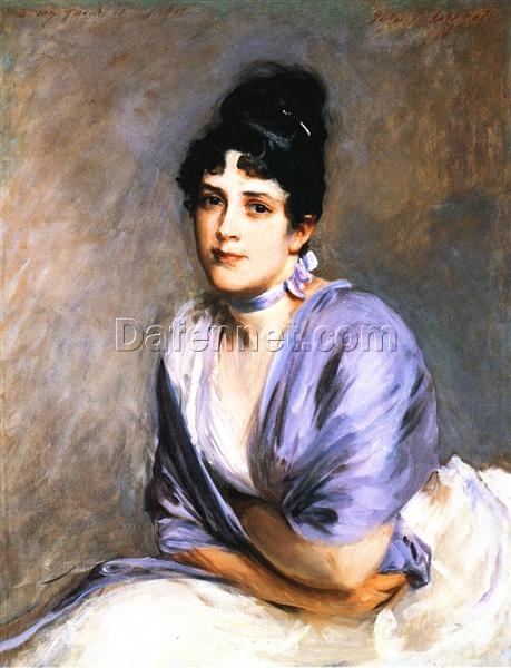 John Singer Sargent ‘Mrs. Frank Millet’ Realism Portrait – Fine Art Reproduction on Canvas