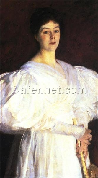 Oil Painting Inspired by John Singer Sargent’s Mrs. Frederick Barnard – Realistic Portrait on Canvas