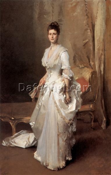 John Singer Sargent ‘Mrs. Henry White’ Realism Portrait – Fine Art Reproduction on Canvas