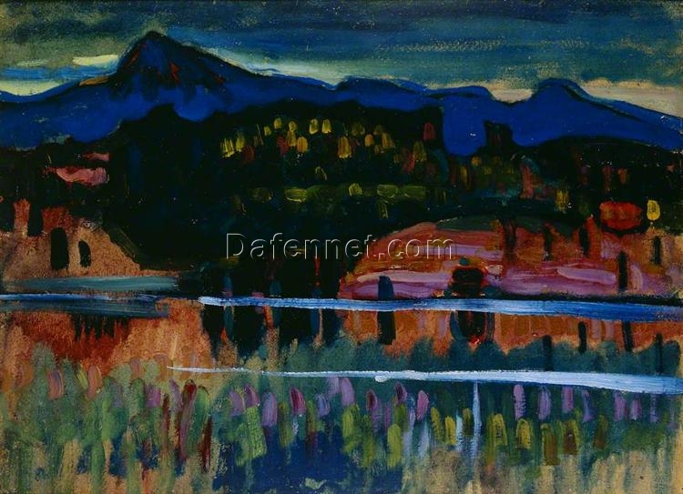 Wassily Kandinsky – Murnau am Staffelsee, 1908 Expressionist Cityscape Painting Replica