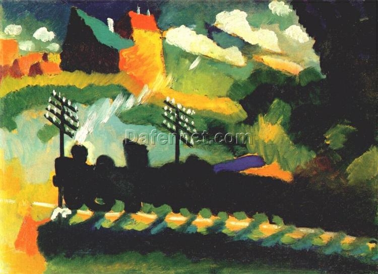 Wassily Kandinsky – Murnau View with Railway and Castle (1909) Expressionist Landscape Painting