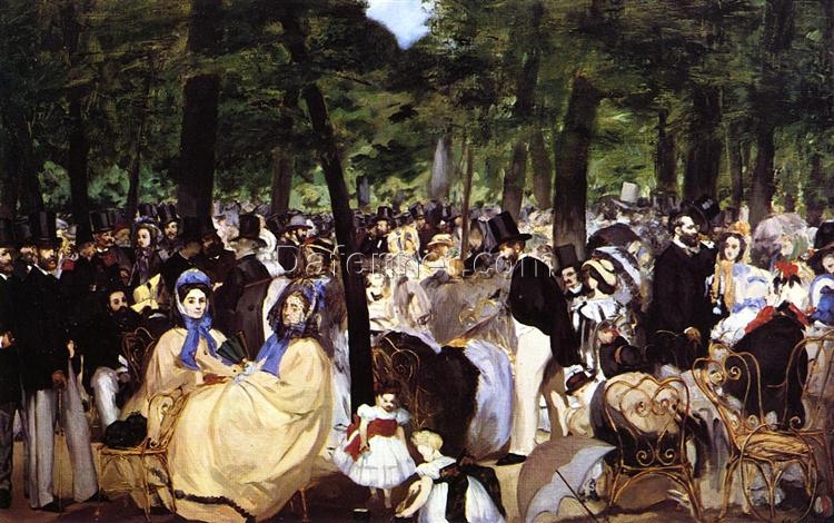 Music in the Tuileries Garden – Inspired by Manet’s Iconic 1862 Impressionist Genre Painting, Oil on Canvas