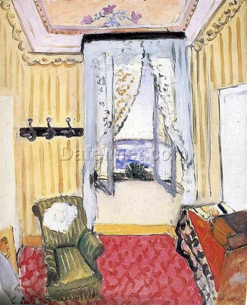 Henri Matisse Inspired Interior Painting – ‘My Room at the Beau-Rivage’ (1918) – Hand-Painted Oil on Canvas Reproduction