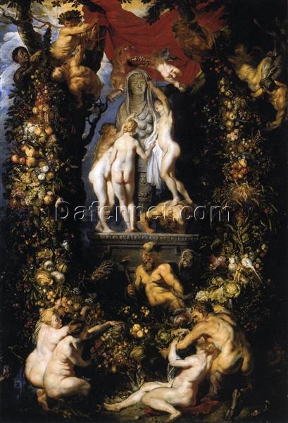 Nature Adorning the Three Graces – Baroque Oil Painting by Peter Paul Rubens at Kelvingrove Art Gallery (c.1615)