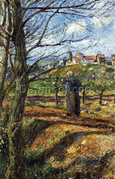 Near Pontoise” by Camille Pissarro – 1877-1879 French Impressionist Landscape Painting