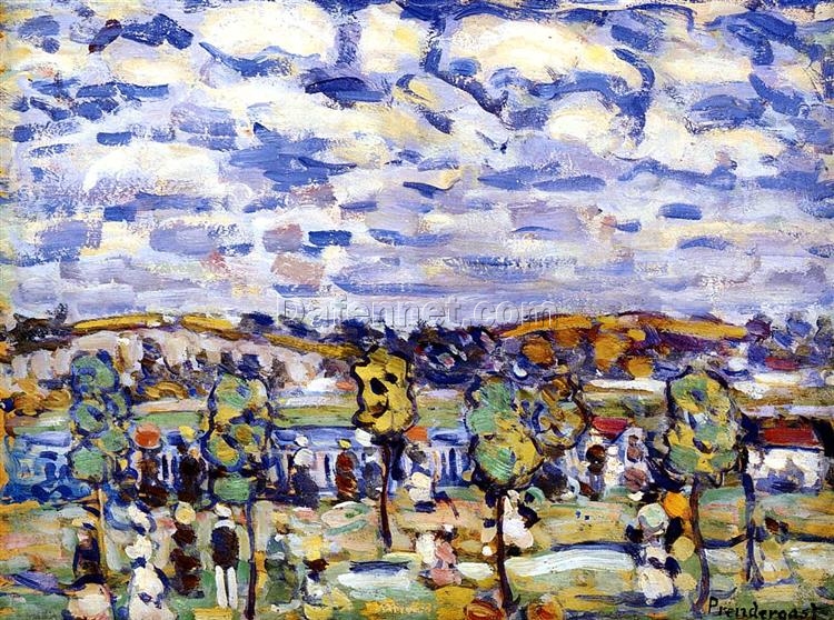 New England Landscape by Maurice Prendergast – Post-Impressionist Oil Painting