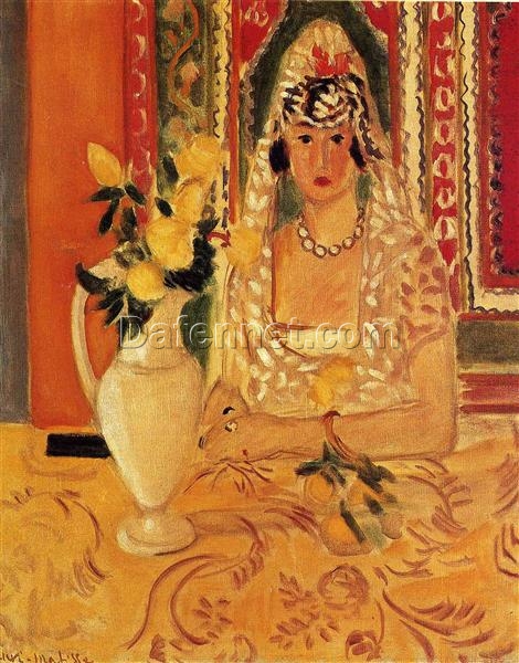 Henri Matisse Inspired Portrait – Spanish Woman with Flowers – Expressionist Oil Painting