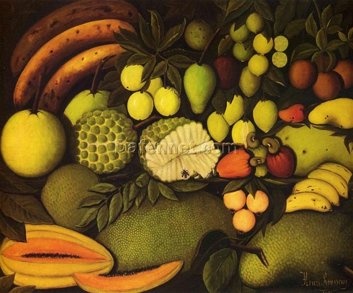 Still Life with Exotic Fruit by Henri Rousseau – 1908 Naïve Art Still Life Oil Painting Replica | Hand-Painted on Canvas