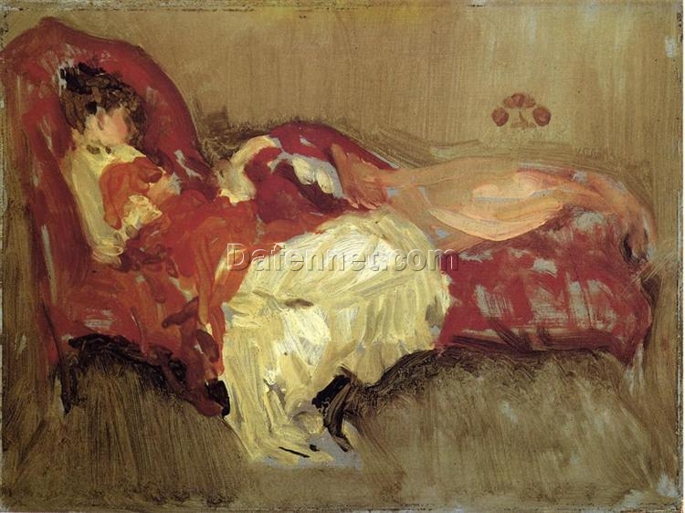 Note in Red, The Siesta by James Whistler – 1875 Impressionist Oil Painting on Canvas