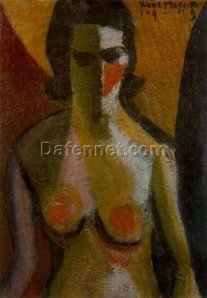 Cubist Nude Painting Inspired by René Magritte – ‘Nude’, 1919, Hand-Painted Canvas Reproduction