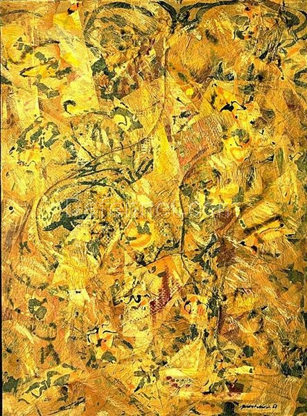 Inspired by Jackson Pollock’s Number 2 – Mixed Media Abstract Expressionist Collage (104.1 x 78.7 cm)