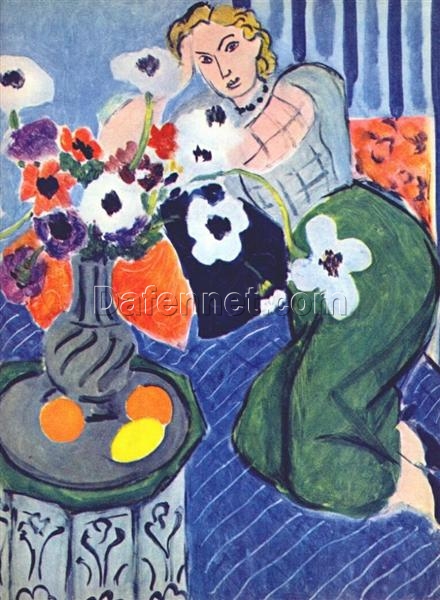 Henri Matisse Inspired Oil Painting – Odalisque, Blue Harmony (1937) – Expressionist Genre Art