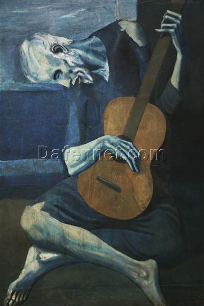 Expressionist Genre Painting Inspired by Pablo Picasso – ‘The Old Blind Guitarist’ (1903) Oil on Canvas