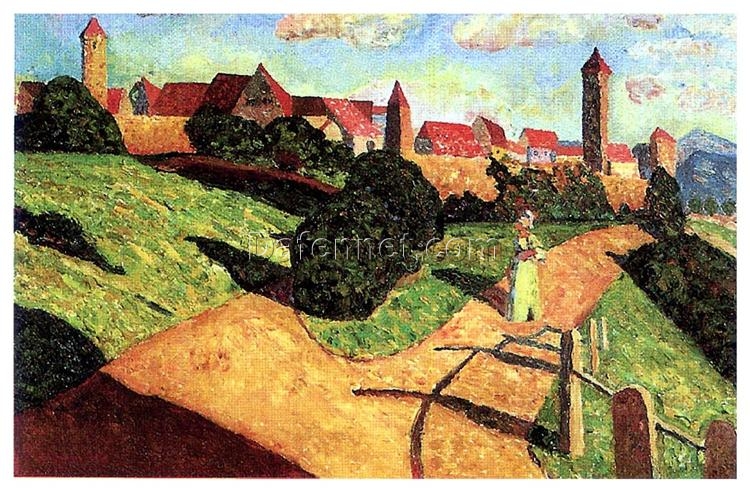 Wassily Kandinsky – Old Town II, 1902 Post-Impressionist Cityscape Painting Replica