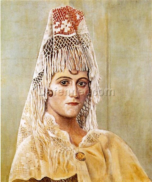 Oil Painting Inspired by Picasso’s Cubist Period – ‘Olga in a Mantilla’ (1917) Realist Portrait on Canvas