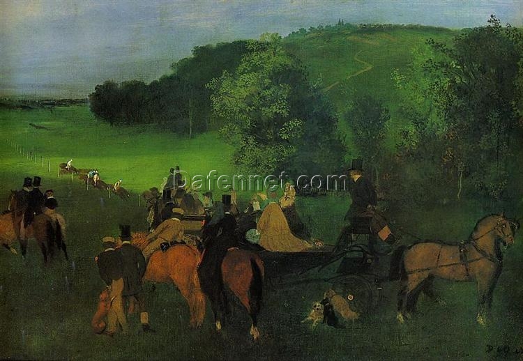 On the Racecourse by Edgar Degas – Impressionism Genre Oil Reproduction on Canvas (c. 1860 – 1862)