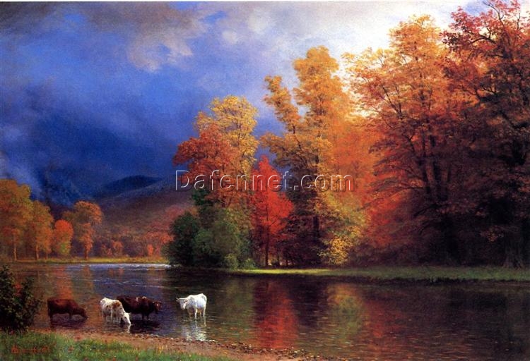 On the Saco by Albert Bierstadt – Handcrafted Luminist Landscape Art Reproduction