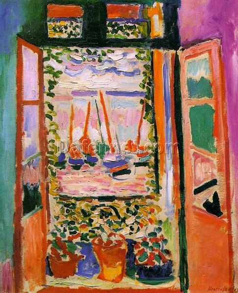 Custom Oil Painting Inspired by Henri Matisse – ‘Open Window, Collioure’ (1905) – Fauvist Landscape on Canvas