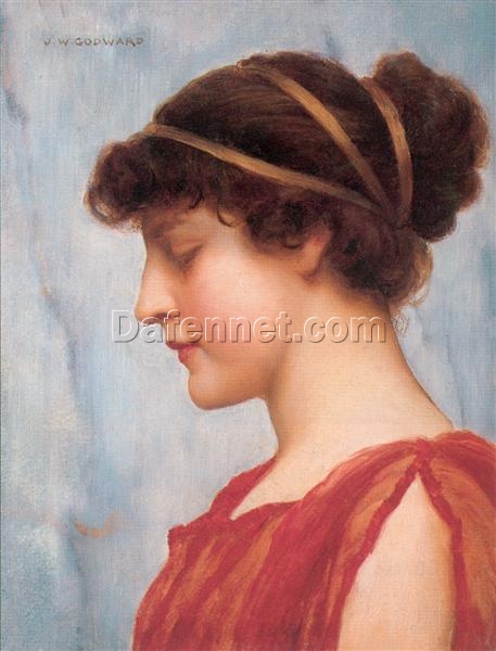 Ophelia by John William Godward | 1889 Neoclassical Portrait Oil Painting