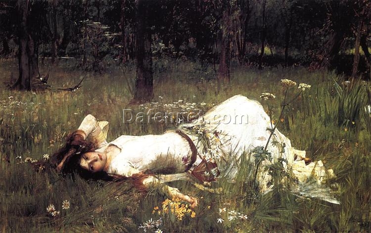 Romanticism Oil Painting – Ophelia, 1889 Literary Masterpiece by John William Waterhouse