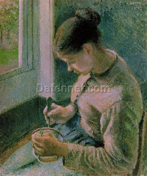 Peasant Girl Drinking Her Coffee” – Camille Pissarro, 1881 | Iconic Neo-Impressionist Portrait