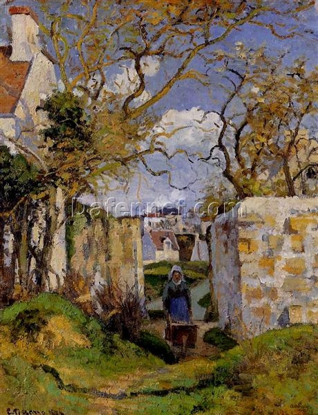 Peasant Pushing a Wheelbarrow” – Camille Pissarro, 1874 Impressionist Landscape