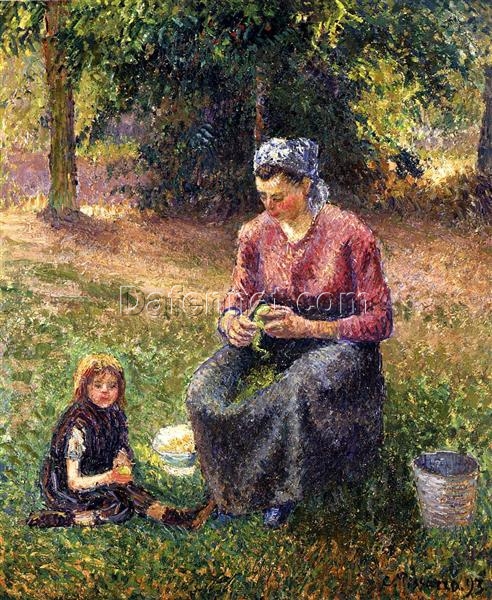 Peasant Woman and Child, Eragny” (1893) – Classic Camille Pissarro Impressionist Painting