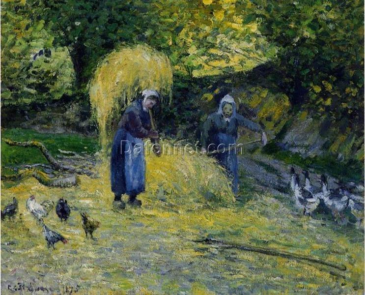 Peasants Carrying Straw, Montfoucault” by Camille Pissarro – 19th Century Rural Impressionist Art