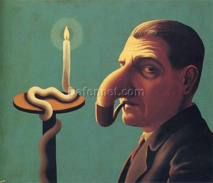 Philosopher’s Lamp Inspired by René Magritte – 1936 Surrealist Symbolic Oil Painting, Canvas (50×60 cm)