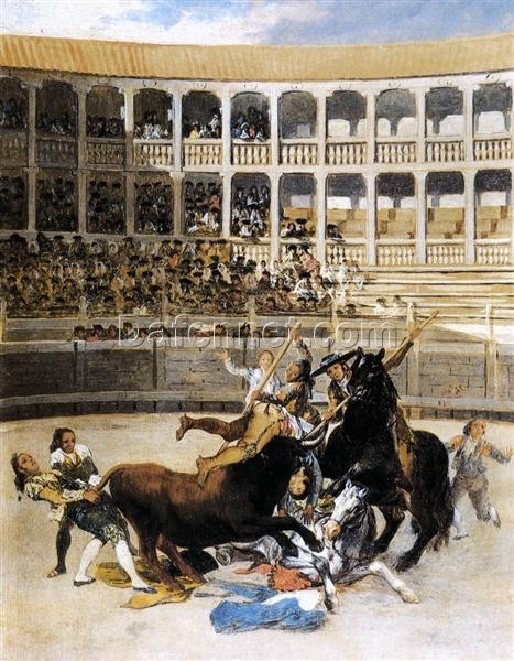 Picador Caught by the Bull, Francisco Goya – 1793 Romanticism Bullfighting Oil Painting on Tin