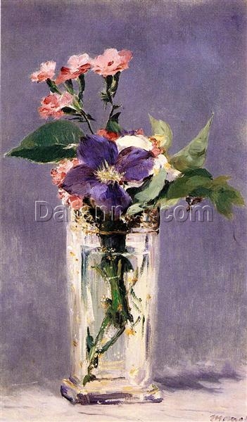 Pinks and Clematis in a Crystal Vase – Inspired by Edouard Manet (1882)