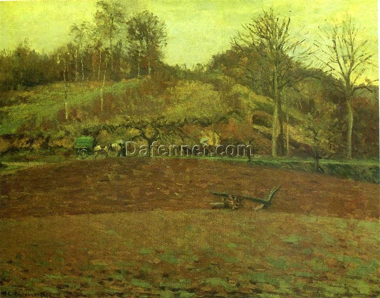 Ploughland” by Camille Pissarro – 1874 Rural Landscape in Oil