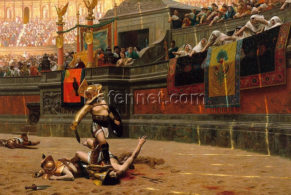 Custom Oil Reproduction of Jean-Léon Gérôme’s Pollice Verso – 1872 Gladiator Painting