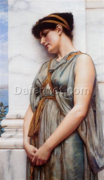 Pompeian Girl by John William Godward | 1889 Neoclassical Portrait Oil Painting