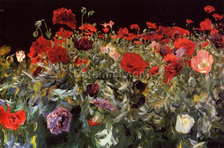 John Singer Sargent ‘Poppies’ Realism Landscape – Fine Art Reproduction on Canvas