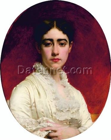 Hand-Painted Pierre-Auguste Cot ‘Portrait de Madame Mas’ Oil Painting – Classical Portrait Art on Canvas from Dafen Village Studio