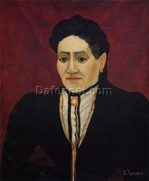 Hand-painted Henri Rousseau Portrait of a Woman – 1905 Naïve Art Portrait Oil Painting | Canvas Reproduction