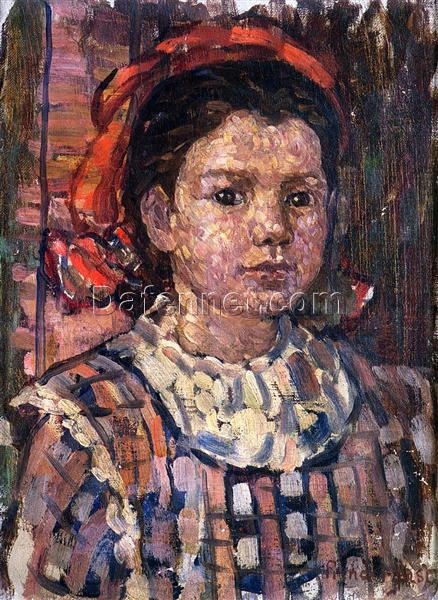 Portrait of a Young Girl by Maurice Prendergast – Elegant Post-Impressionist Oil on Canvas