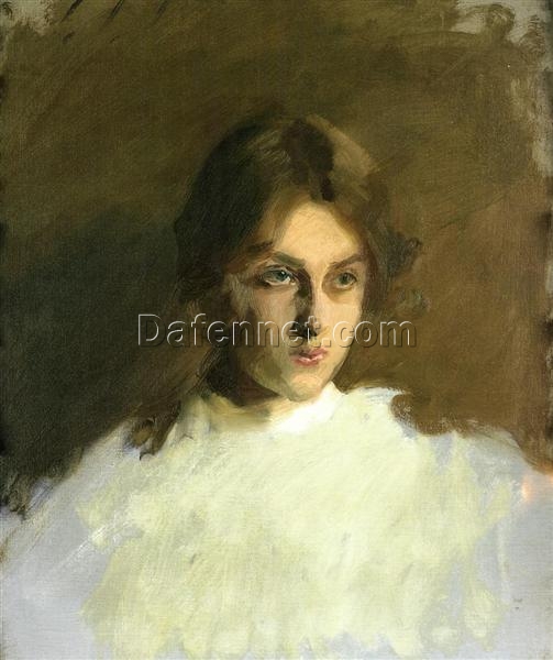 John Singer Sargent ‘Portrait of Edith French’ Realist Oil Painting – Fine Art Reproduction on Canvas