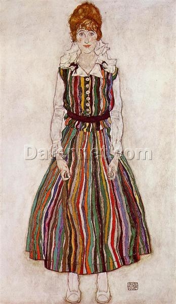 Portrait of Edith Schiele, the Artist’s Wife” by Egon Schiele – Modern Art Oil Painting