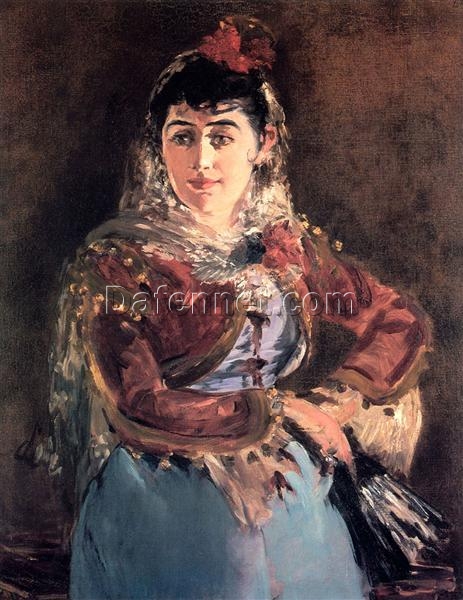 Oil Painting Inspired by Edouard Manet: Portrait of Emilie Ambre as Carmen (c.1879) on Canvas