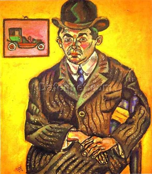 Hand-Painted Joan Miró Portrait of Hiberto Casany (The Chauffeur) – Fauvist Portrait Painting (1918) | Oil on Canvas Reproduction