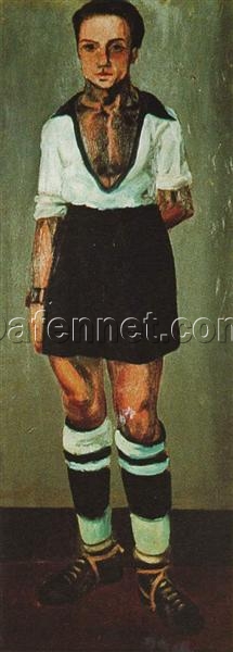 Portrait of Jaume Miravidles as a Footballer – Expressionist Painting Inspired by Salvador Dali, Oil on Panel