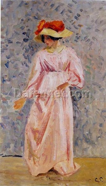 Portrait of Jeanne in a Pink Robe” (1897) – Oil Painting by Camille Pissarro