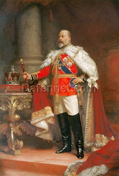 Hand-Painted Luke Fildes ‘Portrait of King Edward VII’ Oil Painting – Royal Academic Portrait on Canvas from Dafen Village Studio