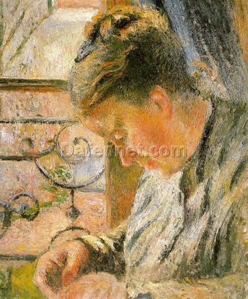 Portrait of Madame Pissarro” by Camille Pissarro – 1877 Impressionist Oil Painting