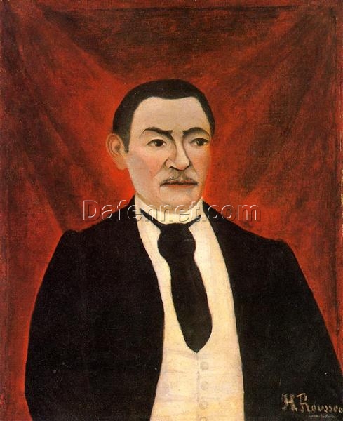 Portrait of Monsieur S by Henri Rousseau – 1898 Naïve Art Oil Painting Replica | Hand-Painted Portrait on Canvas